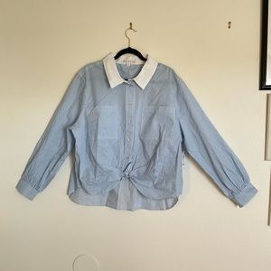 Perfect Oversized Stripe Shirt no.1 Light blue stripe.💙💙